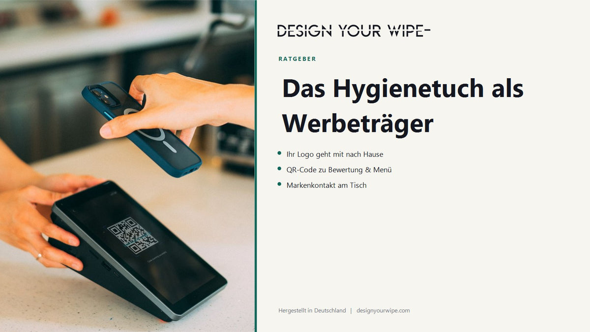 Kontaktloses Bezahlen mit QR-Code – das Hygienetuch als Werbeträger, DesignYourWipe