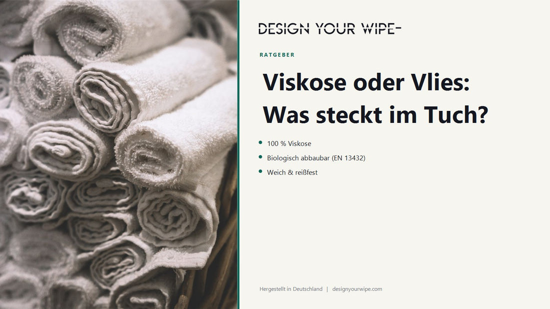 Gerollte weiße Tücher – Viskose oder Vlies, das Material von Erfrischungstüchern, DesignYourWipe