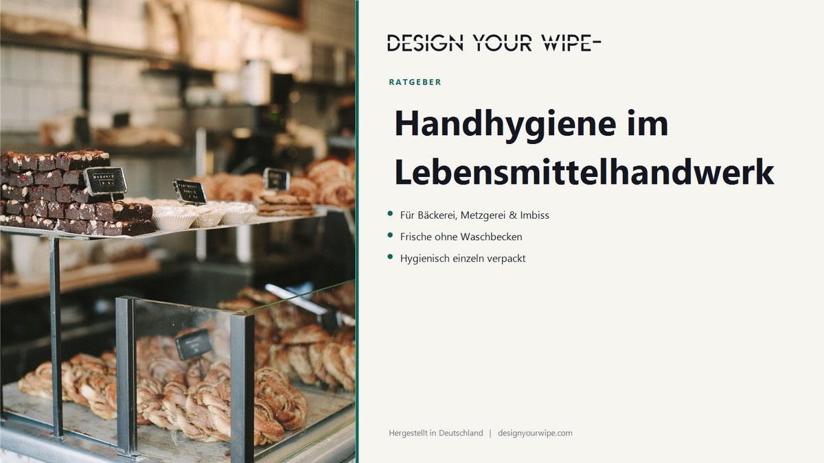 Bäckerei-Auslage mit Gebäck – Handhygiene im Lebensmittelhandwerk, DesignYourWipe
