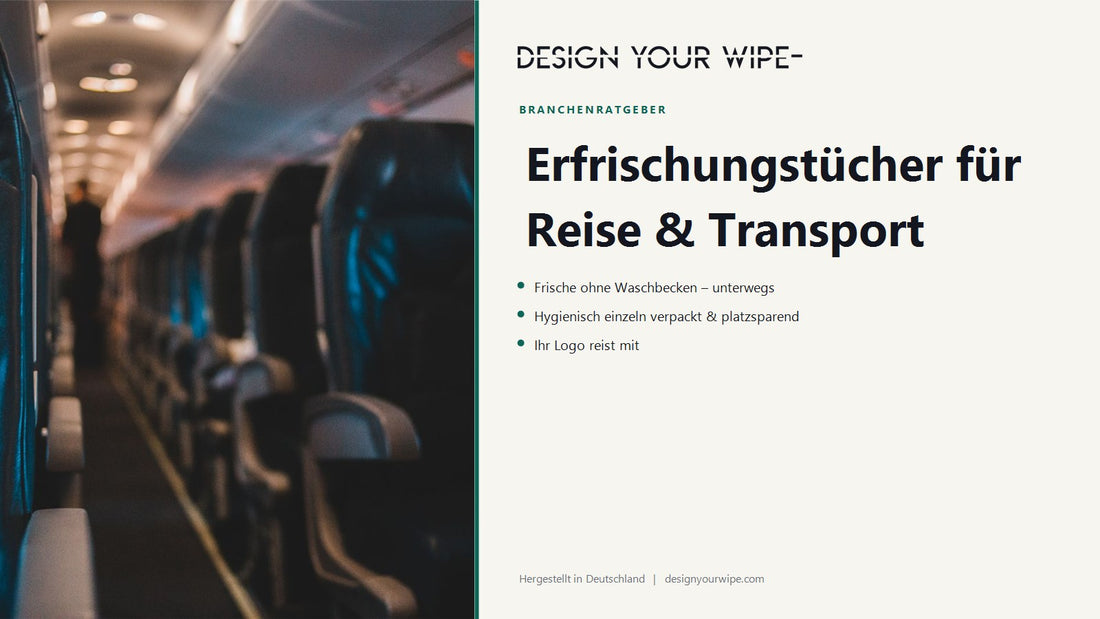 Flugzeugkabine mit Sitzreihen – Erfrischungstücher für Reise und Transport von DesignYourWipe