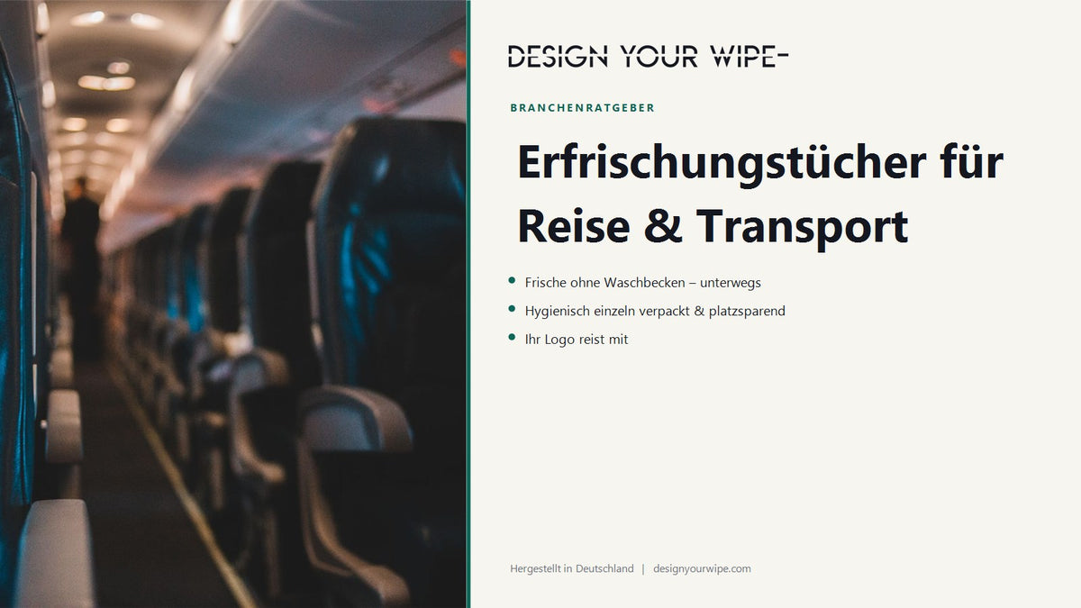 Flugzeugkabine mit Sitzreihen – Erfrischungstücher für Reise und Transport von DesignYourWipe