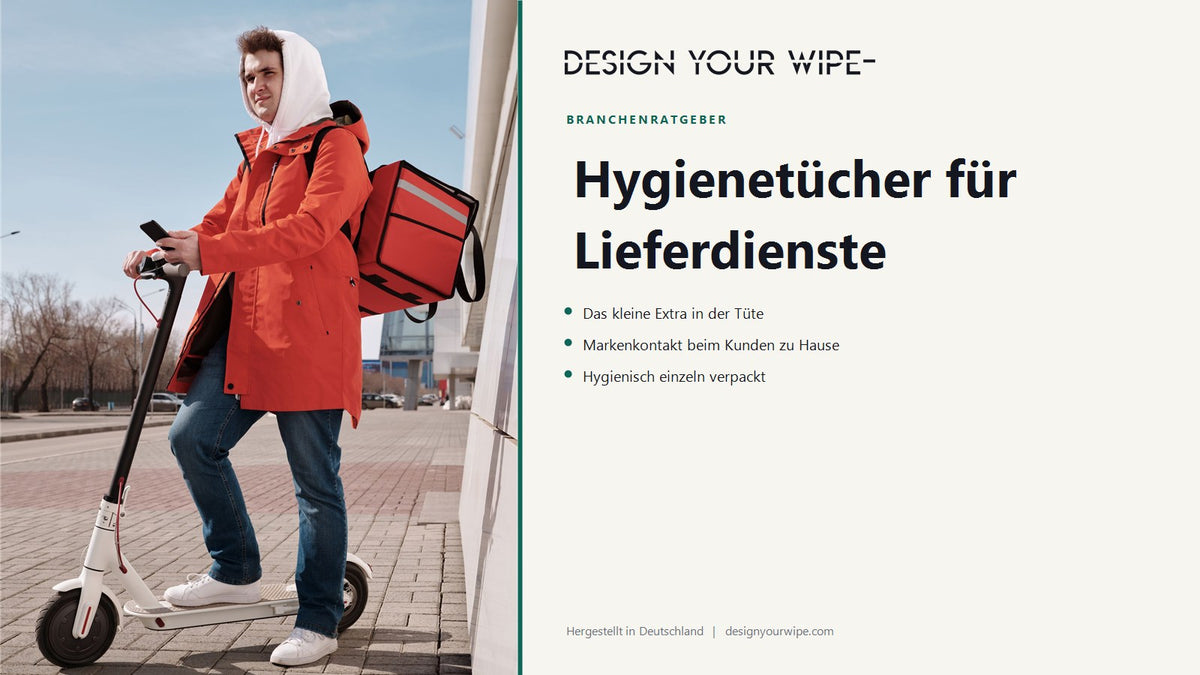 Lieferbote mit Thermotasche – Hygienetücher für Lieferdienste von DesignYourWipe