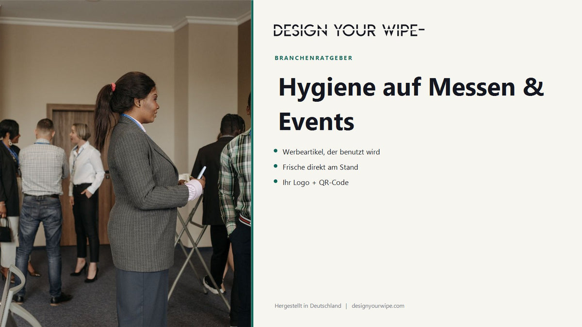 Menschen auf einem Business-Event – Hygiene auf Messen und Events, DesignYourWipe