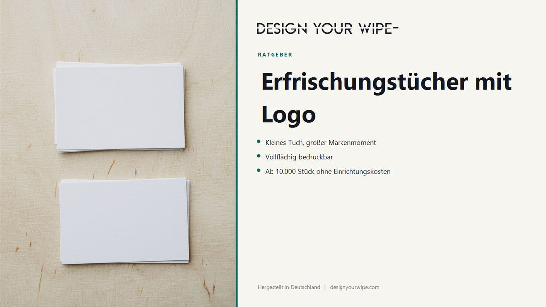 Leere weiße Visitenkarten – Erfrischungstücher mit Logo, DesignYourWipe