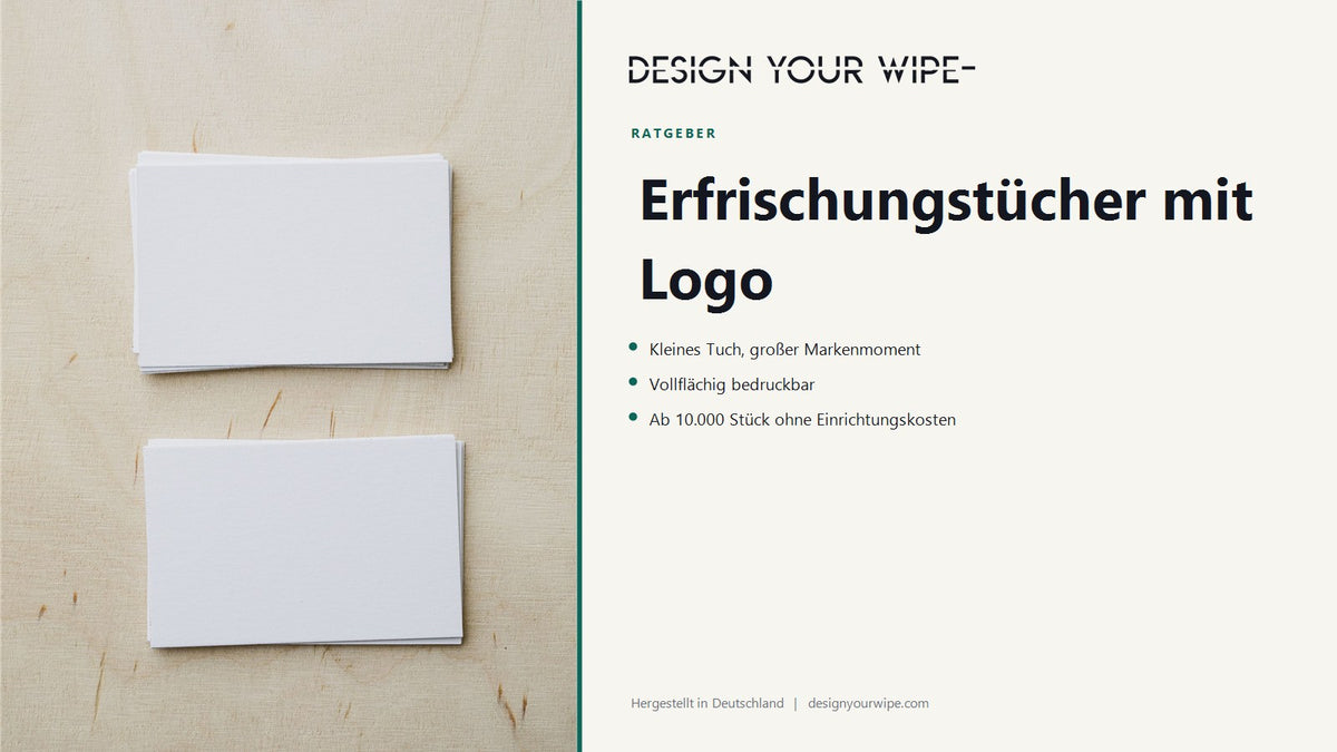 Leere weiße Visitenkarten – Erfrischungstücher mit Logo, DesignYourWipe