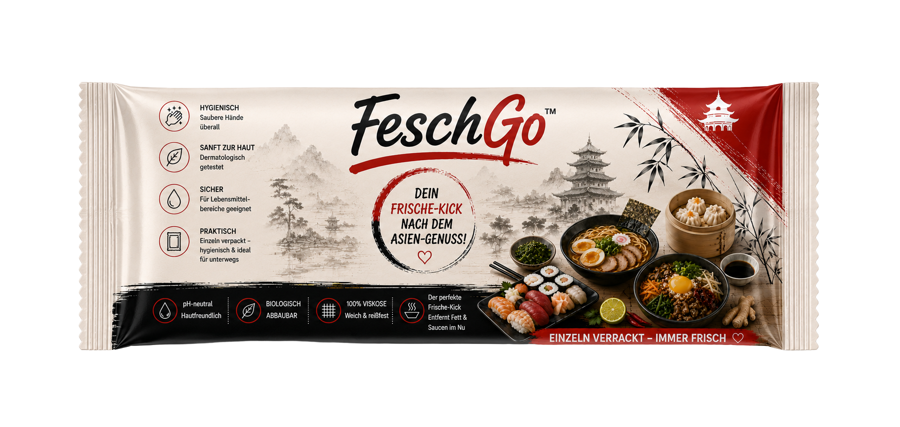 FeschGo Asiatisch – Erfrischungstücher für Sushi & Asia, 1.000 Stück
