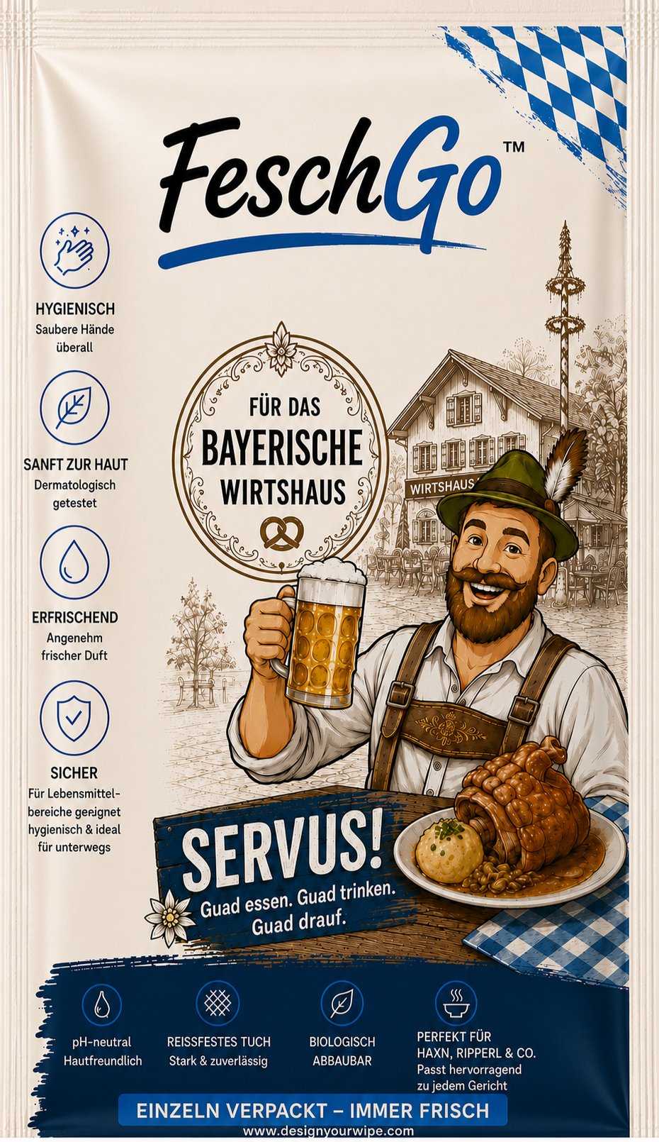 FeschGo Bayerisch – Erfrischungstücher für Gasthaus, 1.000 Stück