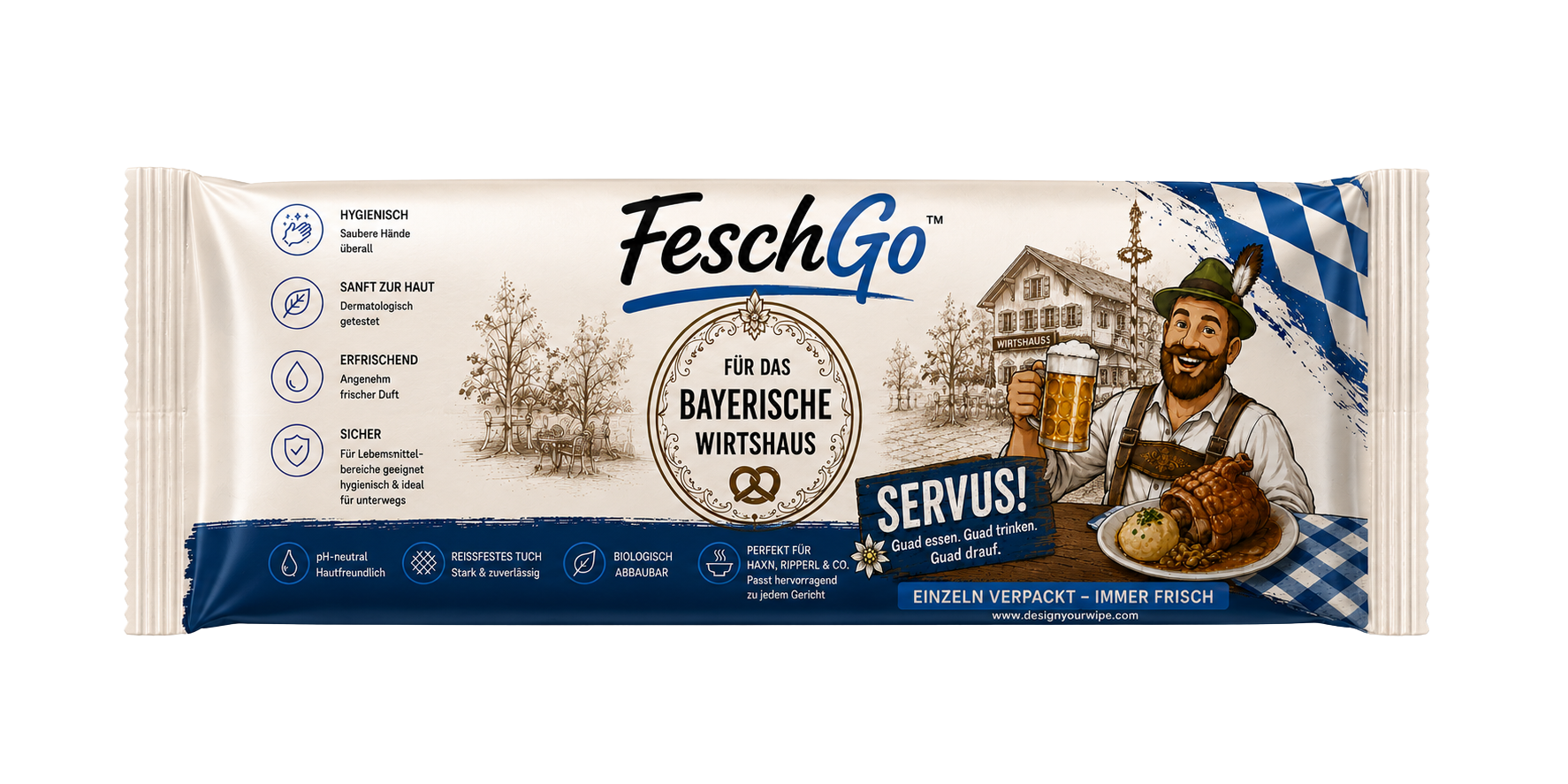 FeschGo Bayerisch – Erfrischungstücher für Gasthaus, 1.000 Stück
