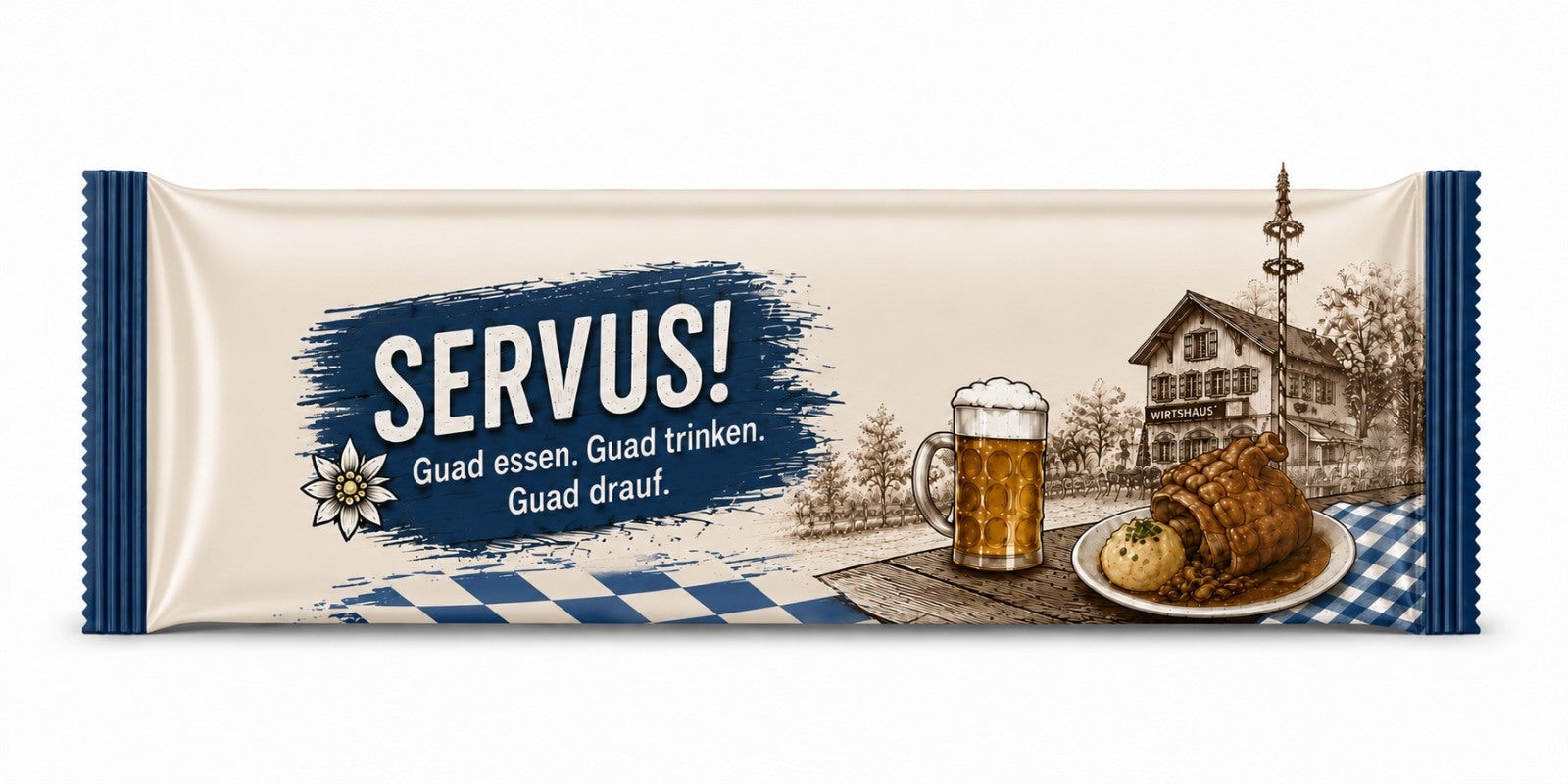 FeschGo Bayerisch - Erfrischungstuch als Rolle im Einzelsachet