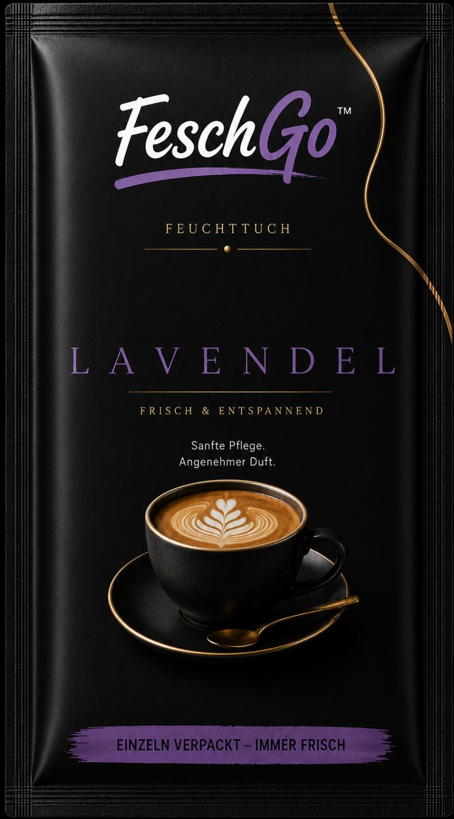 FeschGo Lavendel - gefaltetes Erfrischungstuch im Einzelsachet