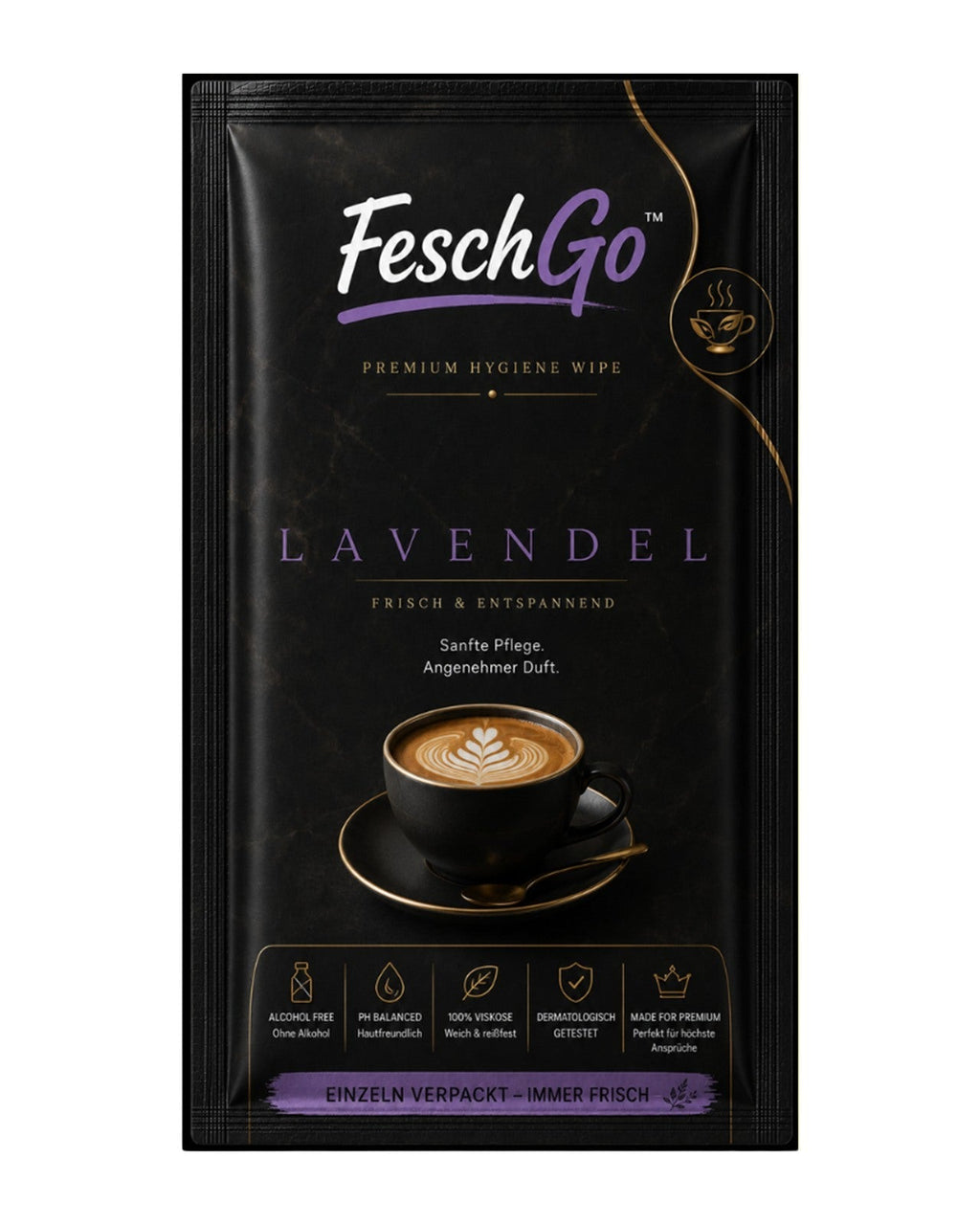 FeschGo Lavendel – gefaltetes Hygienetuch im Sachet