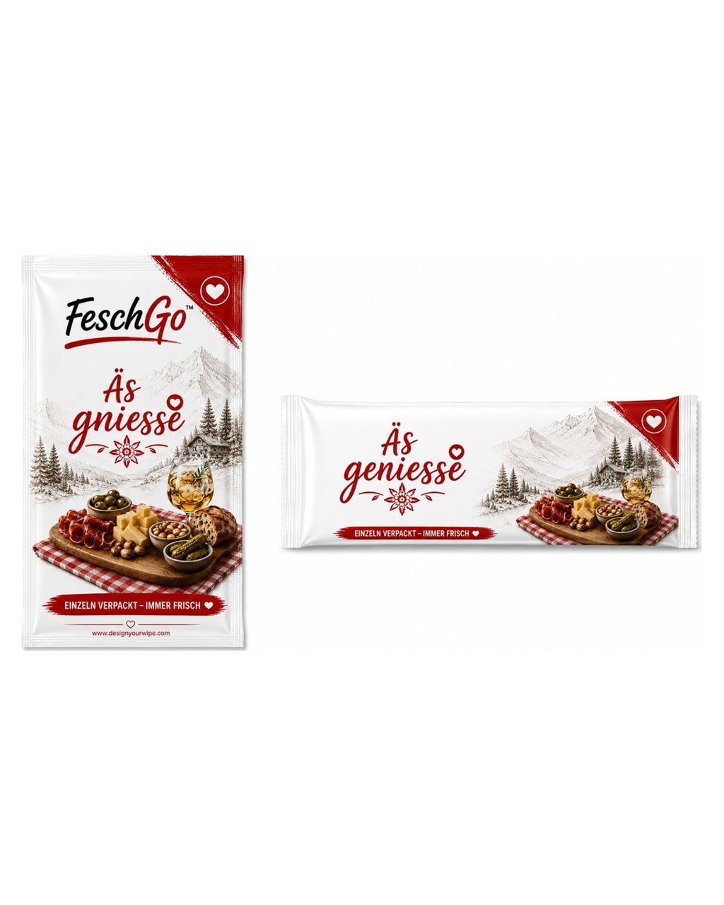 FeschGo Schweizer - einzeln verpackte Erfrischungstuecher, beide Ausfuehrungen