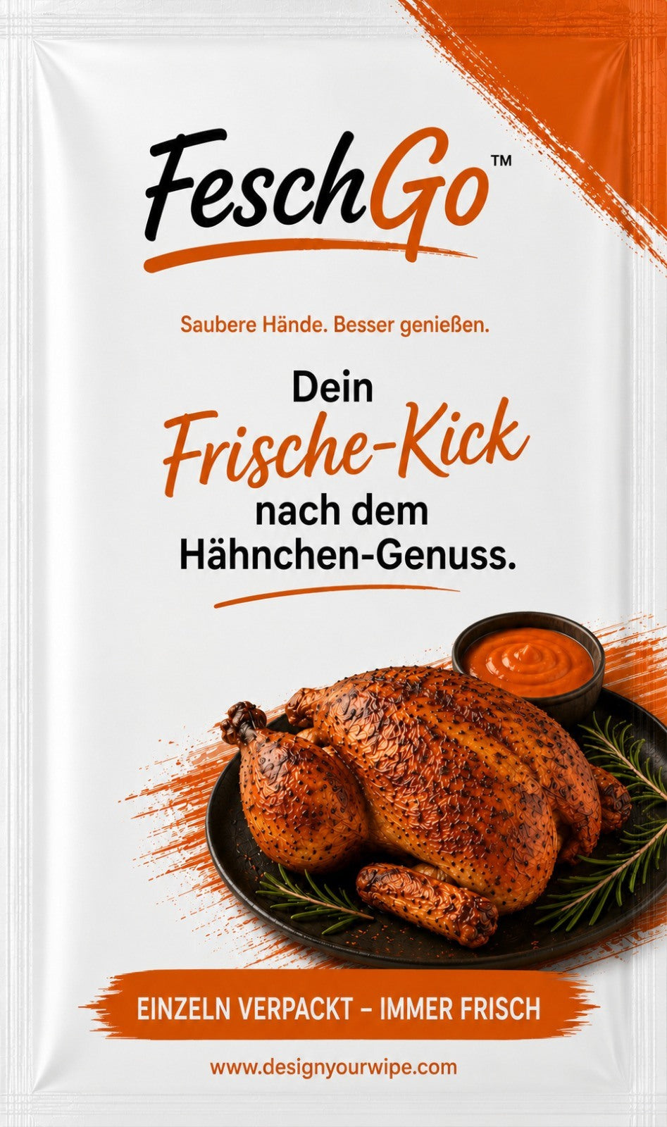 FeschGo Grillhähnchen - Erfrischungstuch im Einzelsachet