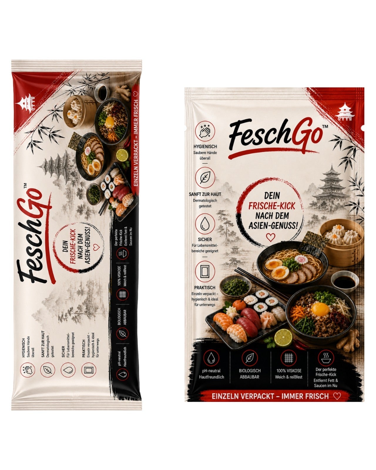 FeschGo Asiatische Küche – Hygienetücher für die Gastronomie – beide Ausführungen