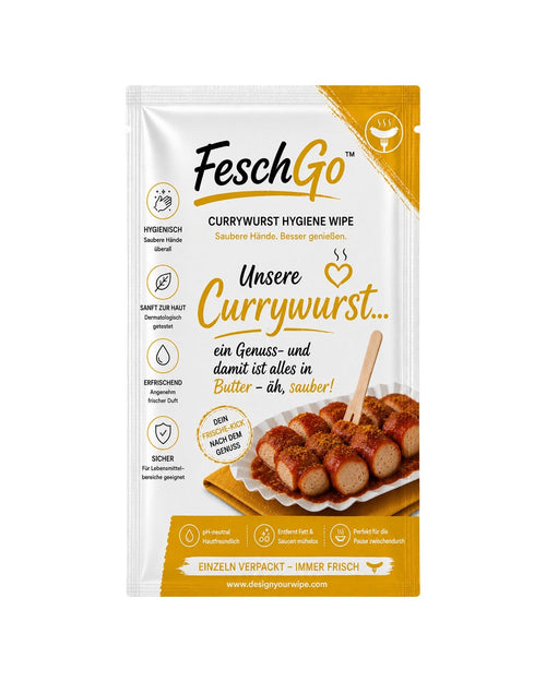 FeschGo – Currywurst – einzeln verpacktes Hygienetuch
