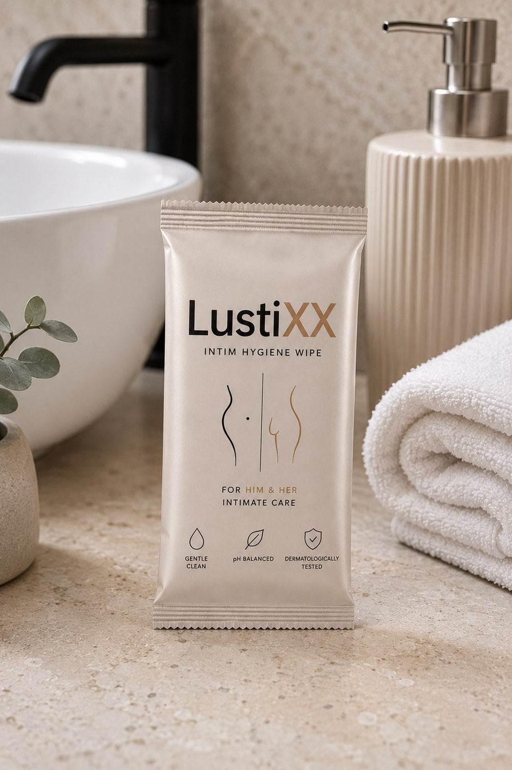 LustiXX Intimpflegetuch im Badezimmer – frisch und gepflegt durch den Tag