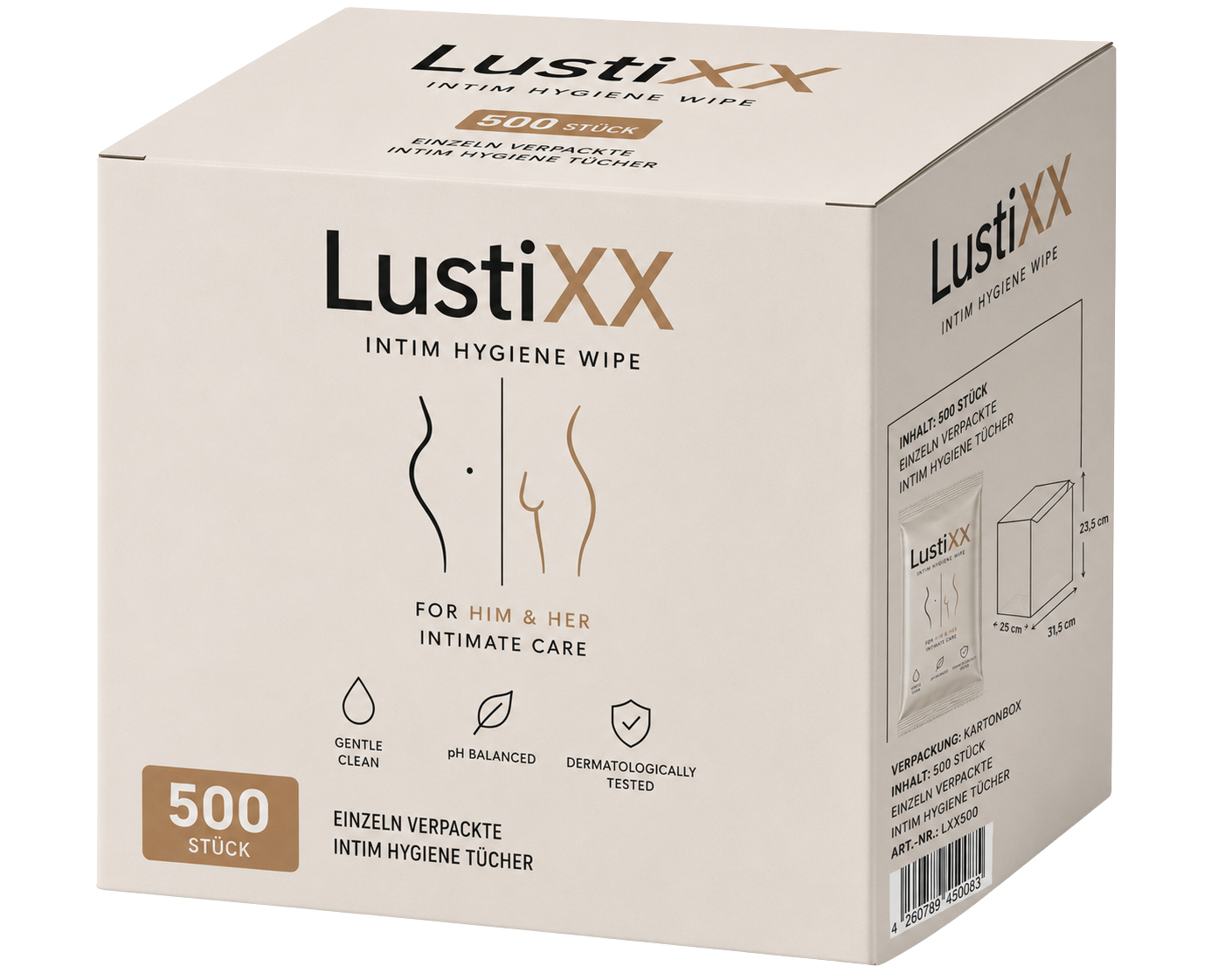 LustiXX Intimpflegetücher – sanft & pH-balanciert, 500 Stück