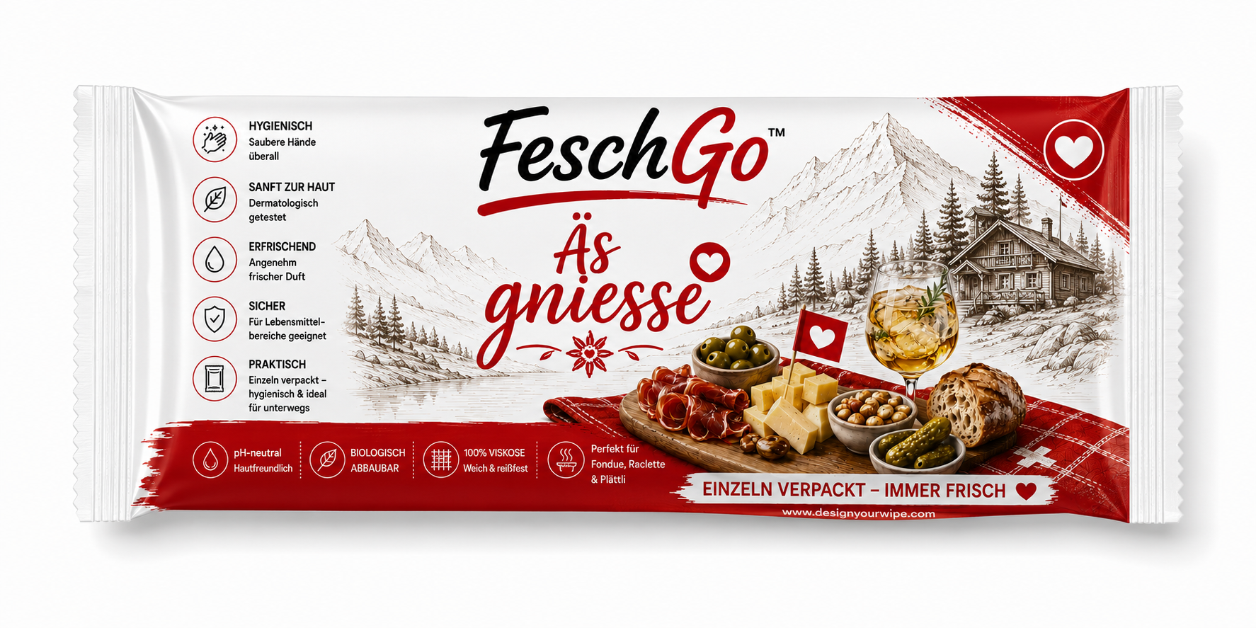 FeschGo Schweizer – Erfrischungstücher für Restaurant, 1.000 Stück