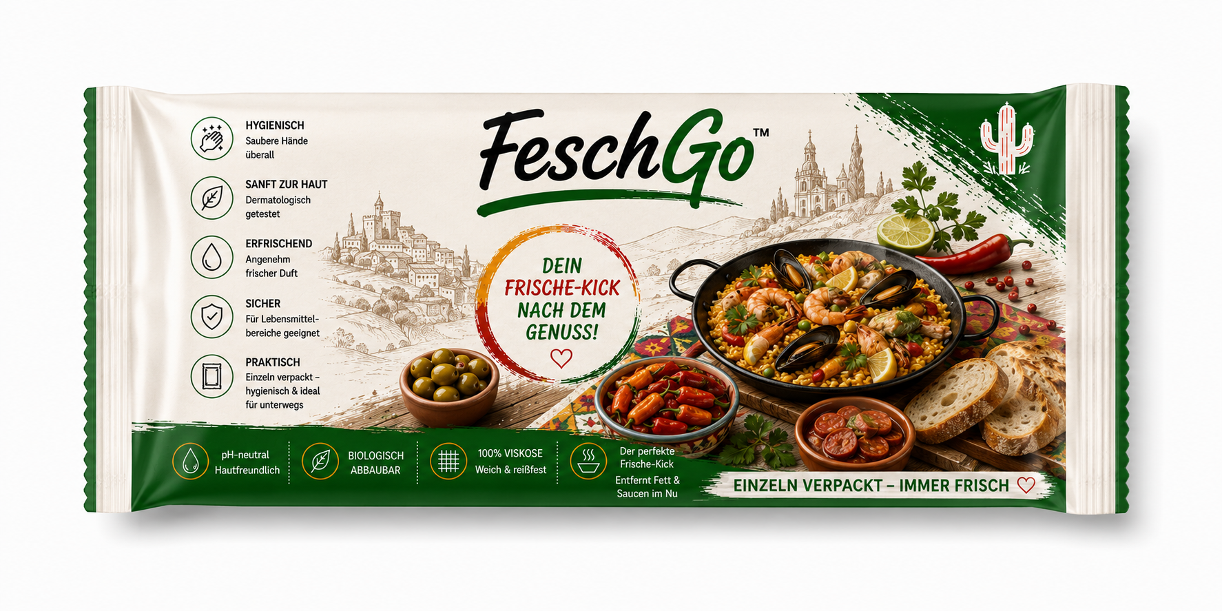 FeschGo Latino – Erfrischungstücher für Tapas-Bar, 1.000 Stück